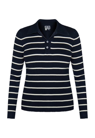 Dreimaster Knitted pullover women marine wool white