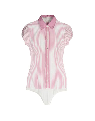 Nenette Light Purple Cotton Stripe Shirt Bodysuit