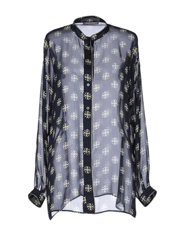 Alberta Ferretti Dark Blue Pattern Silk Chiffon Shirt