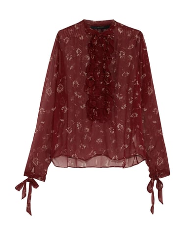 Etro Maroon Print Silk Shirt