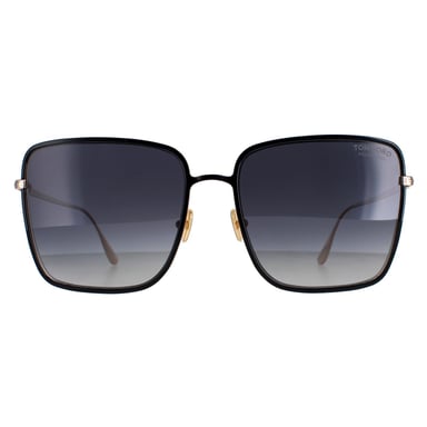 Tom Ford Square Womens Shiny Black Grey Polarized Heath FT0739