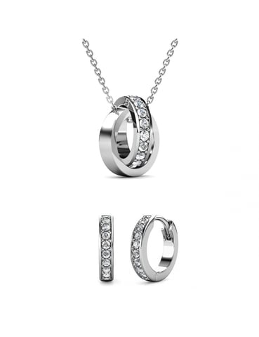 Parure et Coffret Circle Hoop - Argenté et Cristal