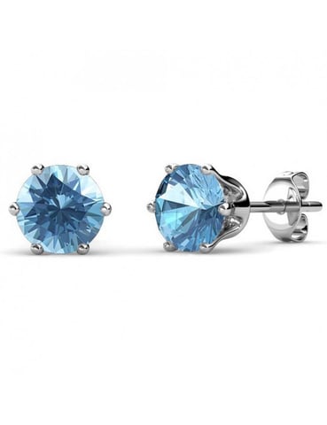 Birth Stone March Earrings - Silver and Light blue