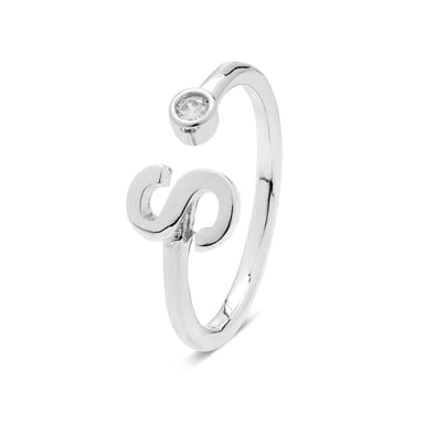 Luxenter 925 Sterling Silver Ring with Rhodium Plated Brilliant Zirconia - Alphabet