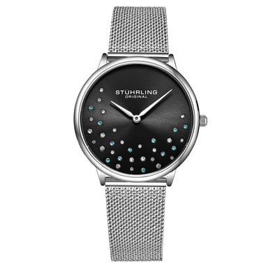 Zilver en zwart "Symphony" Kwarts 38 mm
