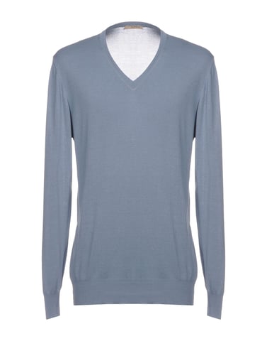 Alpha Studio Pastel Blue Silk Knit V Neck Jumper