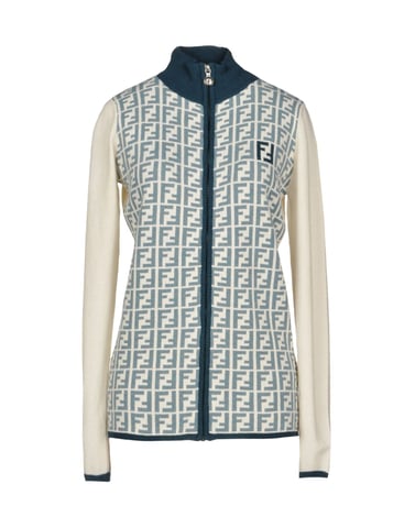 Fendi Ivory Logo Wool Knit Cardigan