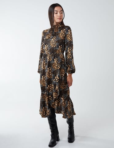 Blouson Elasticated Wrap Midi Dress