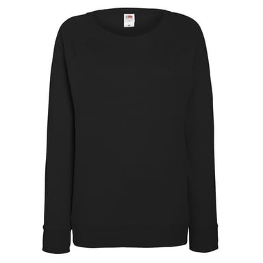 Fruit OF The Loom Ladies Fitted Lightweight Raglan Sweatshirt (240 GSM) (Black)