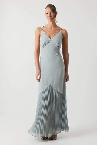 Chiffon And Pleat Strappy Bridesmaids Dress
