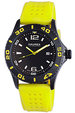 Haurex Italy Men's 3N500UNY Factor Black Ion-Plated Coated Stainless Steel Rotating Bezel Date Watch