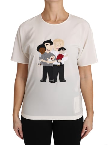 Dolce & Gabbana Dam Vit Silke Stretch #dgfamily T-shirt