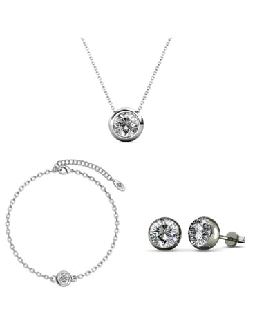 Moon and Birth Stone Sets - Silver and Crystal
