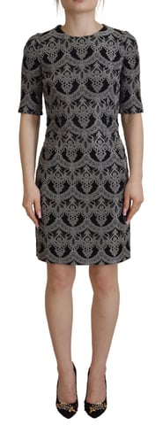 Dolce & Gabbana Svart Grå Jacquard Klänning Bodycon för Kvinnor