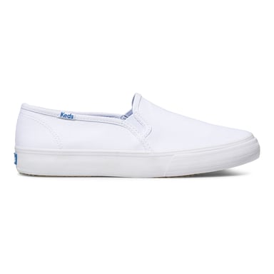 Keds Women's Double Decker White Slip-On Sneakers with Canvas Upper