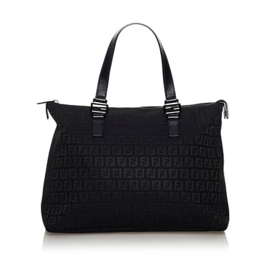 Vintage Fendi Zucchino Canvas Tote Bag Black