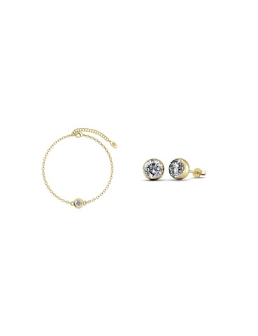 Birth Stone Moon Set - Gold and Crystal