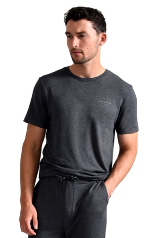Ted Baker Kortärmad Pyjamas Topp | Lyxig bomulls Loungewear Ärm T Shirt för sommaren - Charcoal