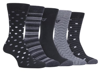 Farah - 5-pack tunna andningsaktiva klassiska bomullsstrumpor med polkagrismönster - FCS273BLKCHA (Polka Dot)