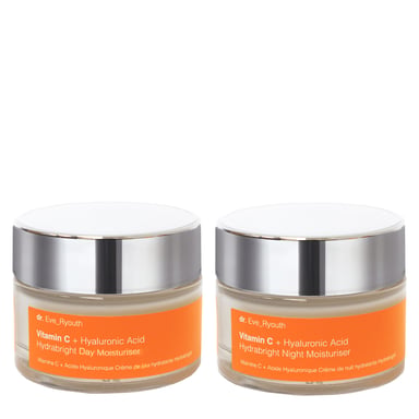 Vitamine C + Hyaluronzuur Hydrabright Dag Moisturiser 50ml & Vitamine C + Hyaluronzuur Hydrabright Nacht Moisturiser 50ml