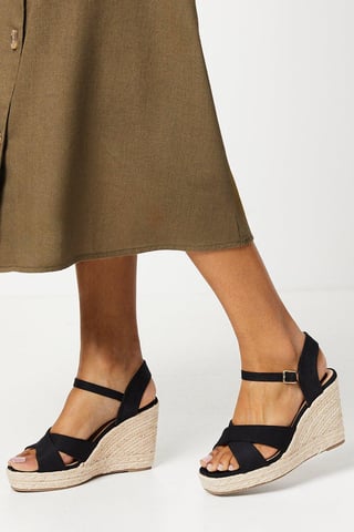 Roma Cross Strap Wedges