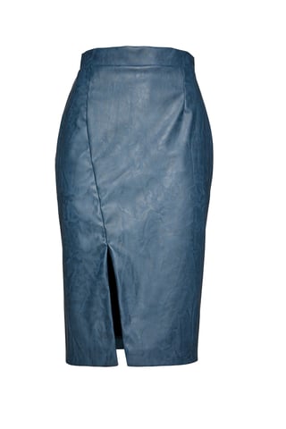 Indigo Faux Leather Pencil Skirt