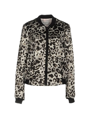 Helene Berman For Trilogy Grey Leopard Design Satin Bomber Jacket