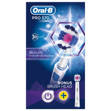 Oral B Pro 570 3D White Pink Limited Edition Brush and Refill Head