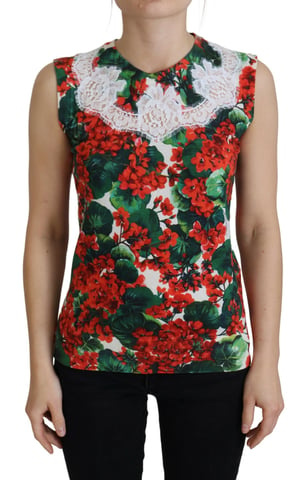 Dolce & Gabbana Women's White Floral Wool Lace Vest Tank Top