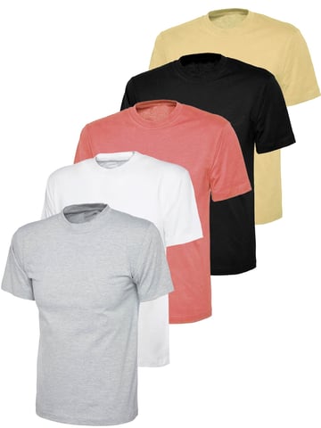 Kruze | Dames Crew Neck T-Shirts (5 Pack) - BLK/GRY/PNK/NUDE/WHT