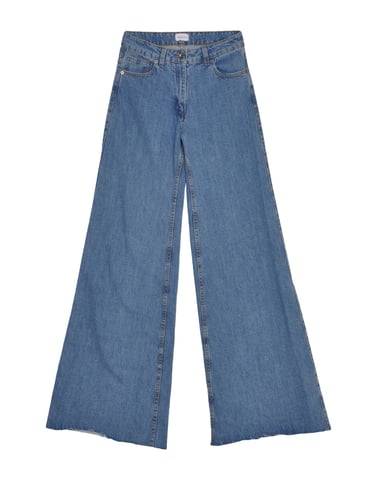 Magda Butrym Blue Cotton Wide Leg Jeans