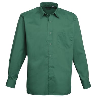 Premier Mens Premier Poplin Long-Sleeved Formal Shirt (Emerald)