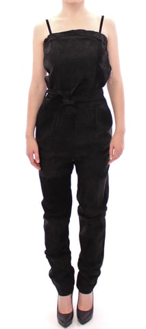 La Maison du Couturier Women's Black Leather Jumpsuit