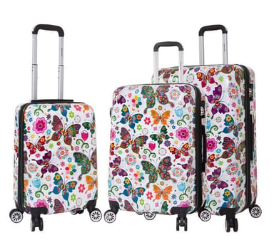 Hard Shell 4-wielige vlinderprint bagagetas kofferset voor 3 personen