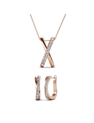 Criss and X Duo Set : Rose Gold and Crystal