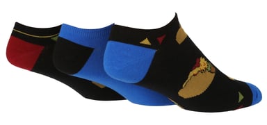 Wild Feet - Set van 3 sneakersokken voor heren | Nieuwigheid - Taco