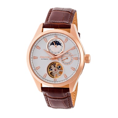 Heritor Automatic Sebastian Semi-Skeleton Leather-Band Watch