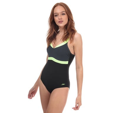 Women's Speedo Sculpture Aquajewel Swimsuit in Black Grey