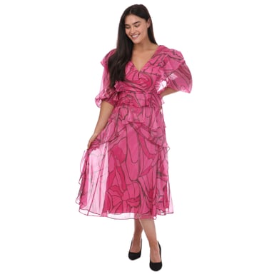 Women's Ted Baker Victoir Ruffled Print Pinafore Dress in Pink
