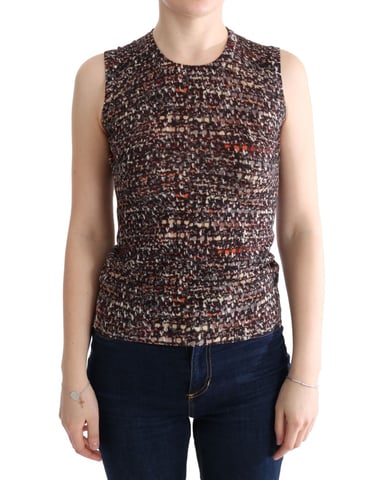 Dolce & Gabbana Women's Multicolor Print Knit Top Wool T-shirt