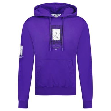 Gebroken witte verf spiegellogo slim-fit paarse hoodie