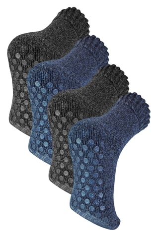 Sock Snob - 4 par varma tjocka strumpor i merinoull för herrar - Assorterade