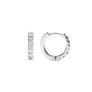 Luxenter meri hoop earrings in 925 sterling silver and shiny rhodium plated cubic zirconia finish
