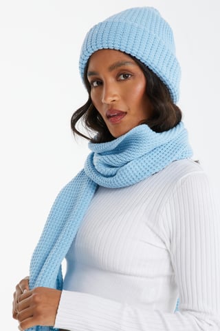 Light Blue Hat And Scarf Set