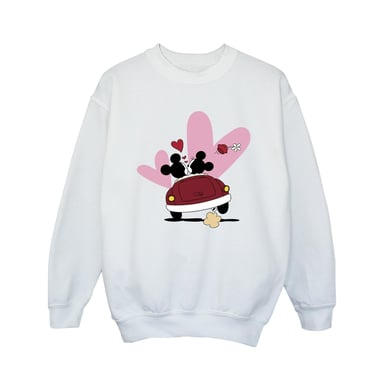 Disney Girls Mickey Mouse Car Print Sweatshirt (White)
