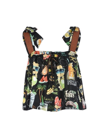 Agua De Coco Por Liana Thomaz Black Print Cotton Camisole