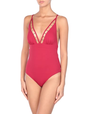 Christies Maroon Plunge Neckline Swimsuit