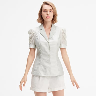 Short sleeves organza blouse