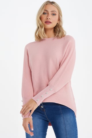 Pink Light Knit Buttoned Jumper