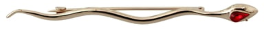 Dolce & Gabbana Gold Brass Snake Red Crystal Branded Lapel Pin Brooch